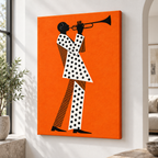 Orange Jazz Trumpet Player Canvas Wall Art - canvas close-up detail