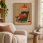 Cozy Woman Reading in Green Armchair Canvas Wall Art