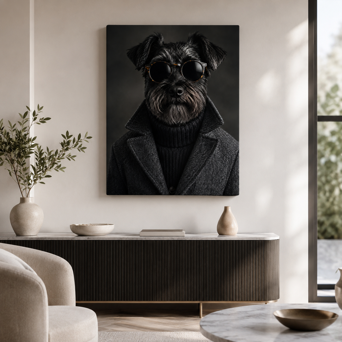Custom Stylish Dog Portrait Canvas Wall Art