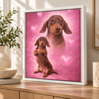 Custom Pet Portrait Pink Hearts Canvas Wall Art - personalized canvas detail 4