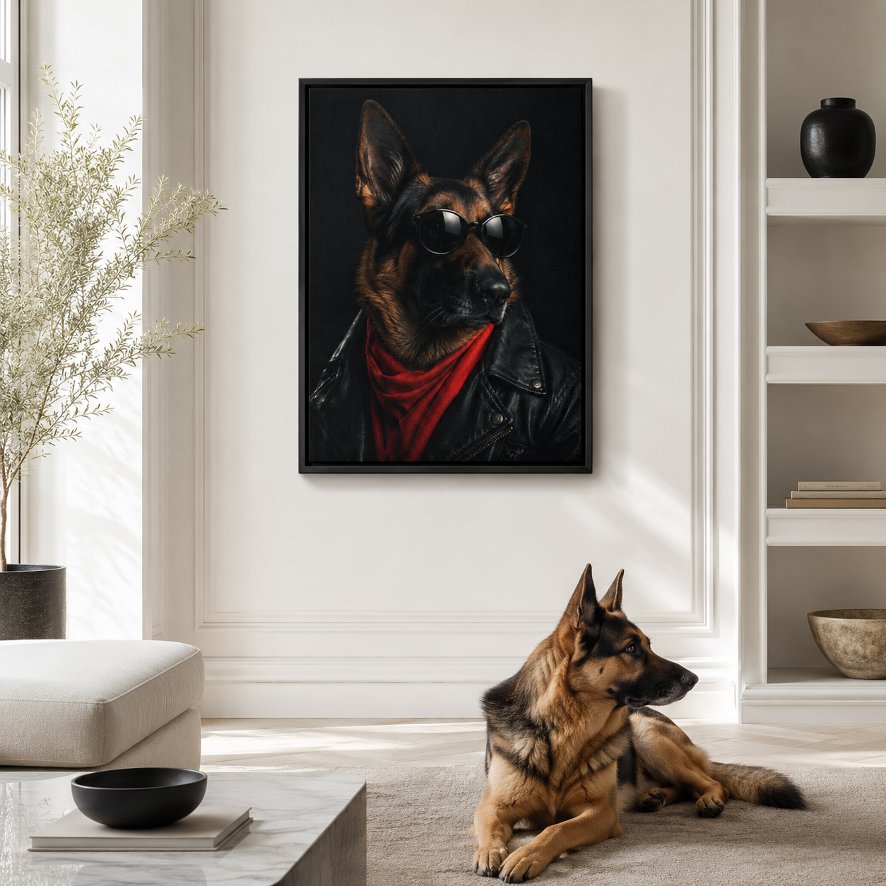 Custom Cool Dog Portrait Canvas Wall Art