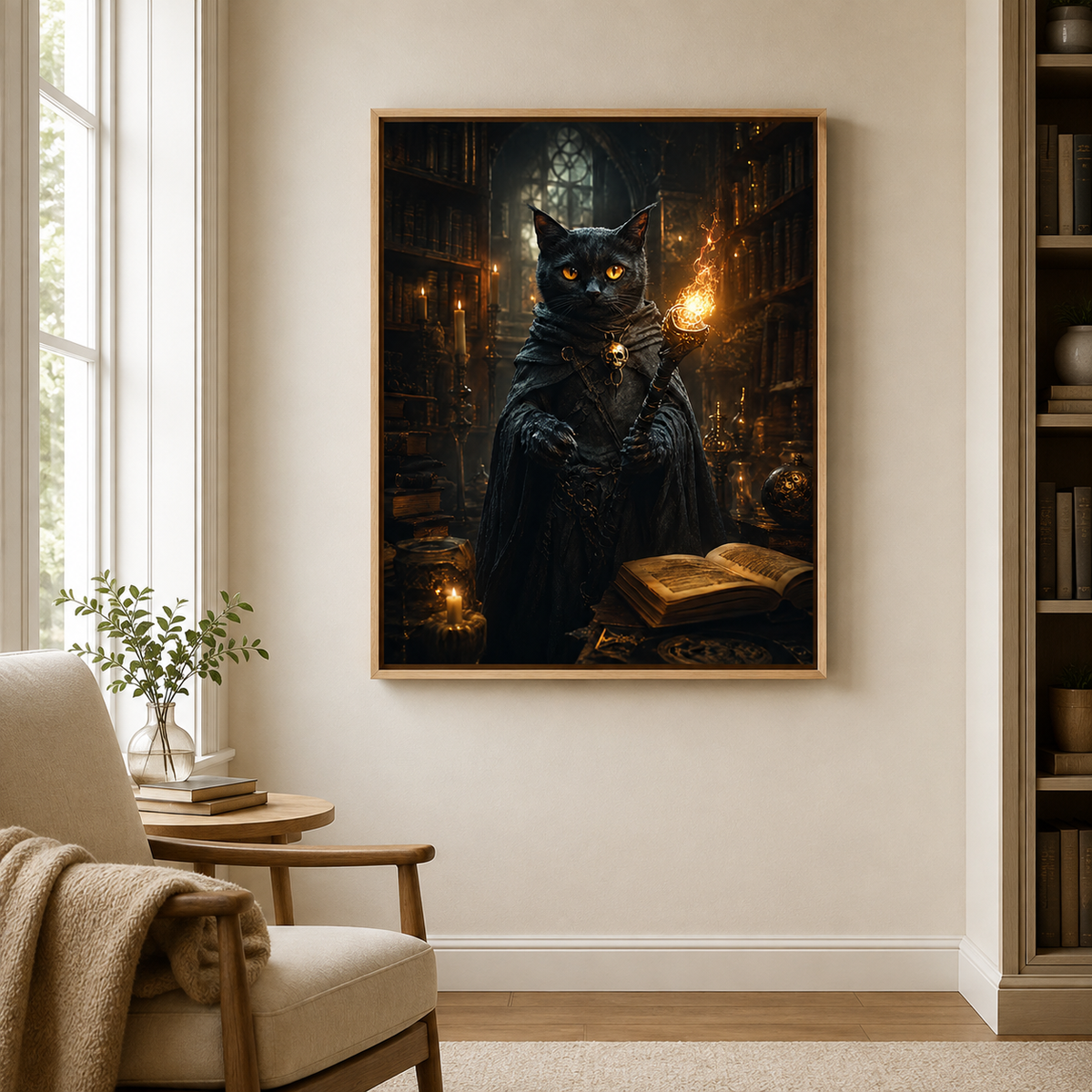 Custom Dark Wizard Pet Portrait Canvas Wall Art