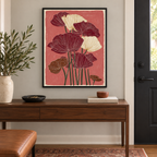 Burgundy and Cream Poppy Flowers Canvas Wall Art