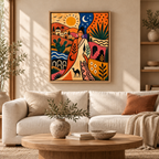 Boho Desert Woman Sun and Moon Canvas Wall Art - canvas detail view 8