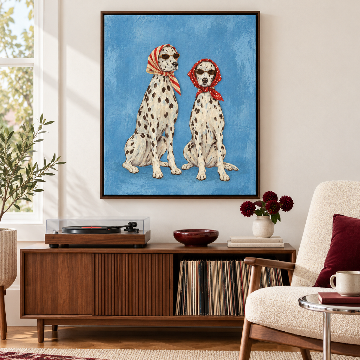 Funny Dalmatian Dogs in Sunglasses Canvas Wall Art