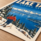 Lake Tahoe Vintage Ski Canvas Wall Art - canvas detail view 12