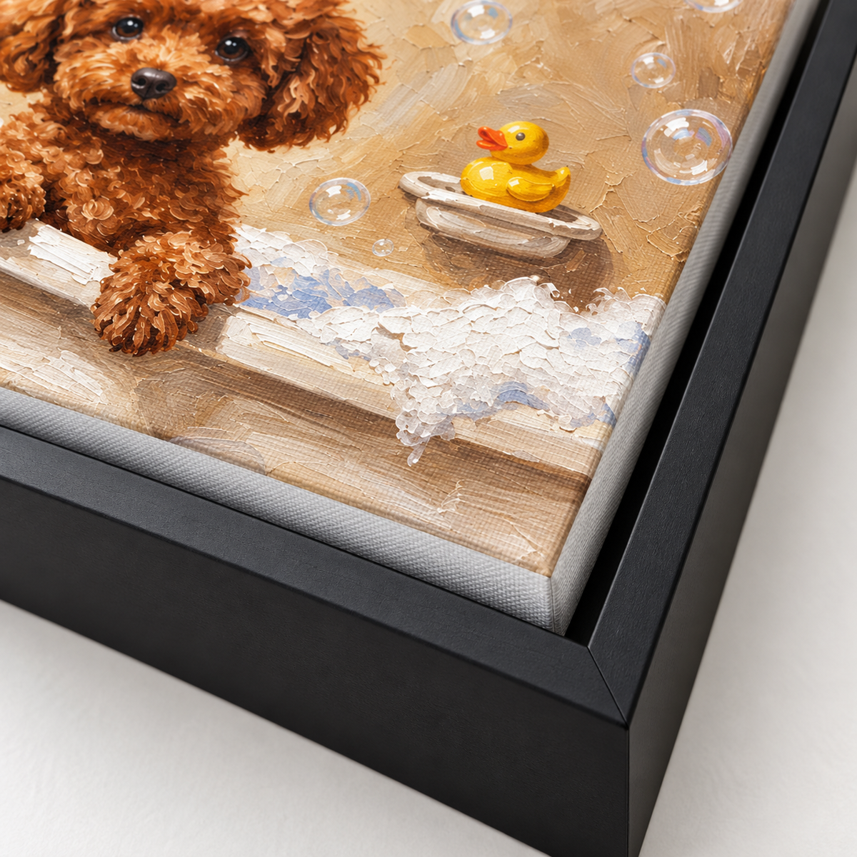 Custom Pet Portrait Bubble Bath Canvas Wall Art - personalized canvas detail 11