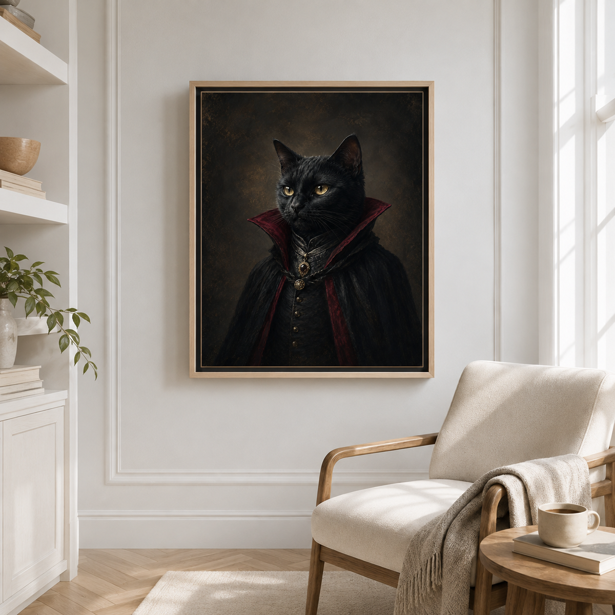 Custom Gothic Vampire Pet Portrait Canvas Wall Art