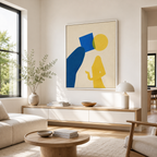 Blue and Yellow Abstract Figure Canvas Wall Art