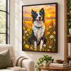 Custom Pet Portrait Wildflower Sunset Canvas Wall Art - personalized canvas detail 4