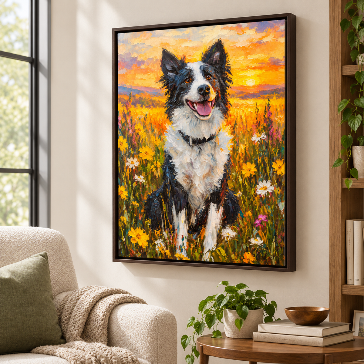 Custom Pet Portrait Wildflower Sunset Canvas Wall Art - personalized canvas detail 4