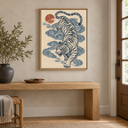 Japanese Style Blue Tiger Canvas Wall Art