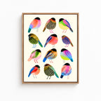 Colorful Bird Canvas Wall Art – Whimsical Folk Art Bird Painting