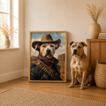 Custom Cowboy Dog Portrait Canvas Aura Canvas