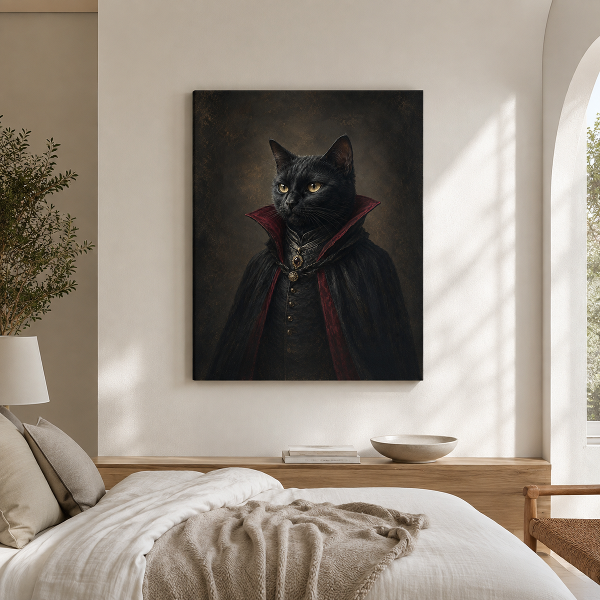 Custom Gothic Vampire Pet Portrait Canvas Wall Art