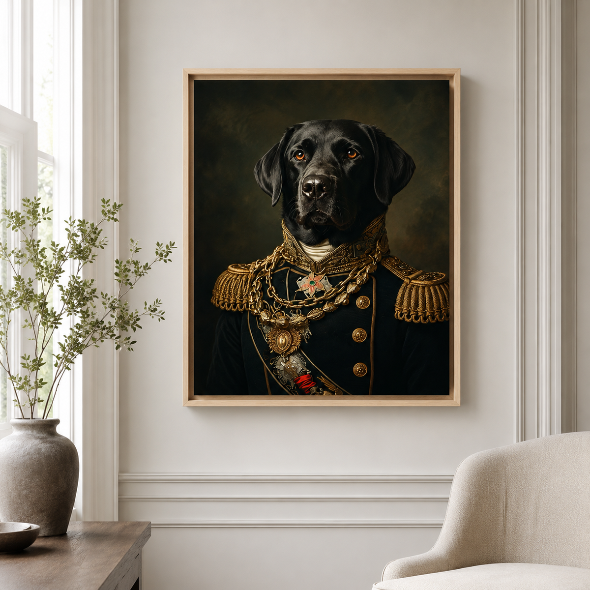 Custom Royal Military Pet Portrait Canvas