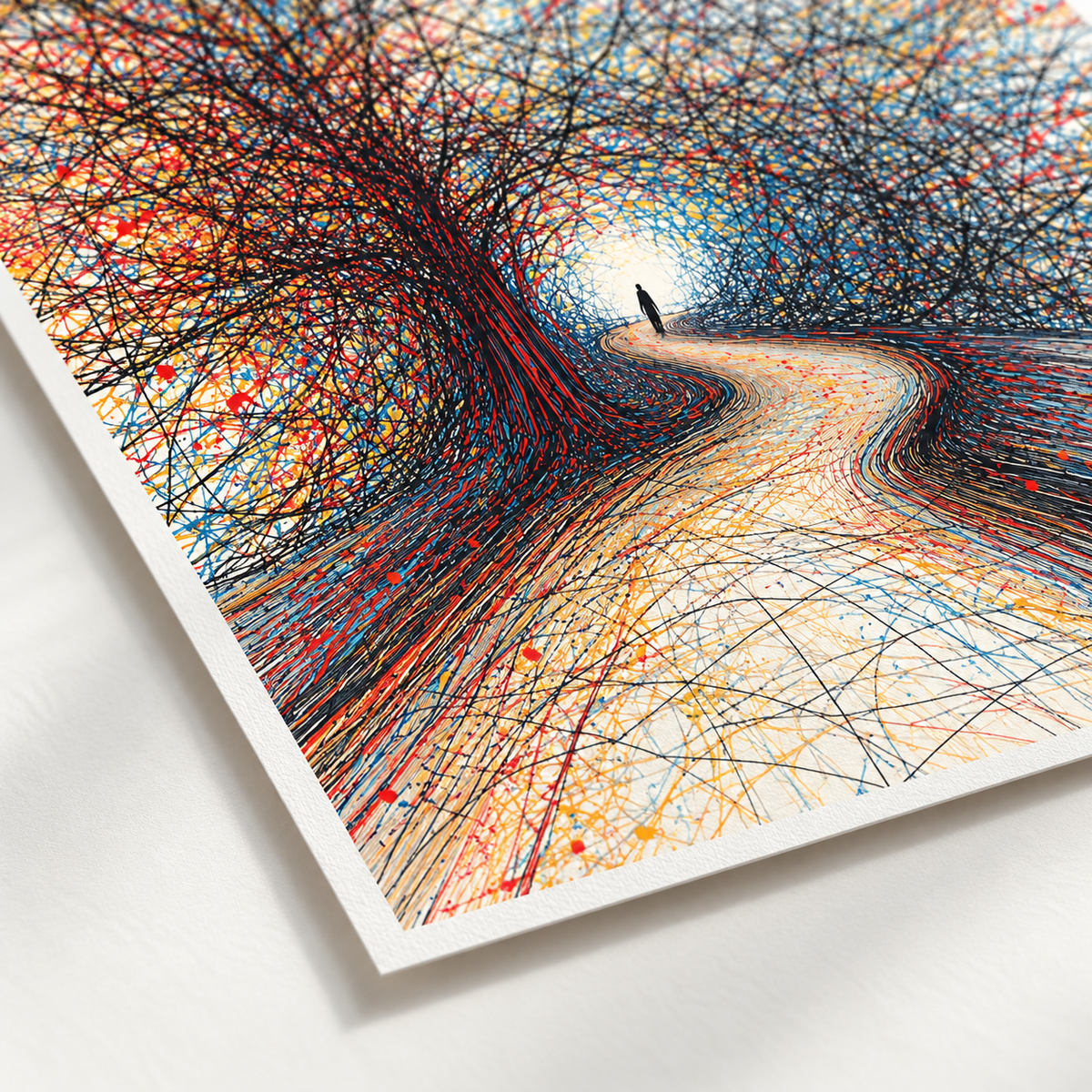 Abstract Forest Path Colorful Tree Canvas Wall Art - canvas detail view 11