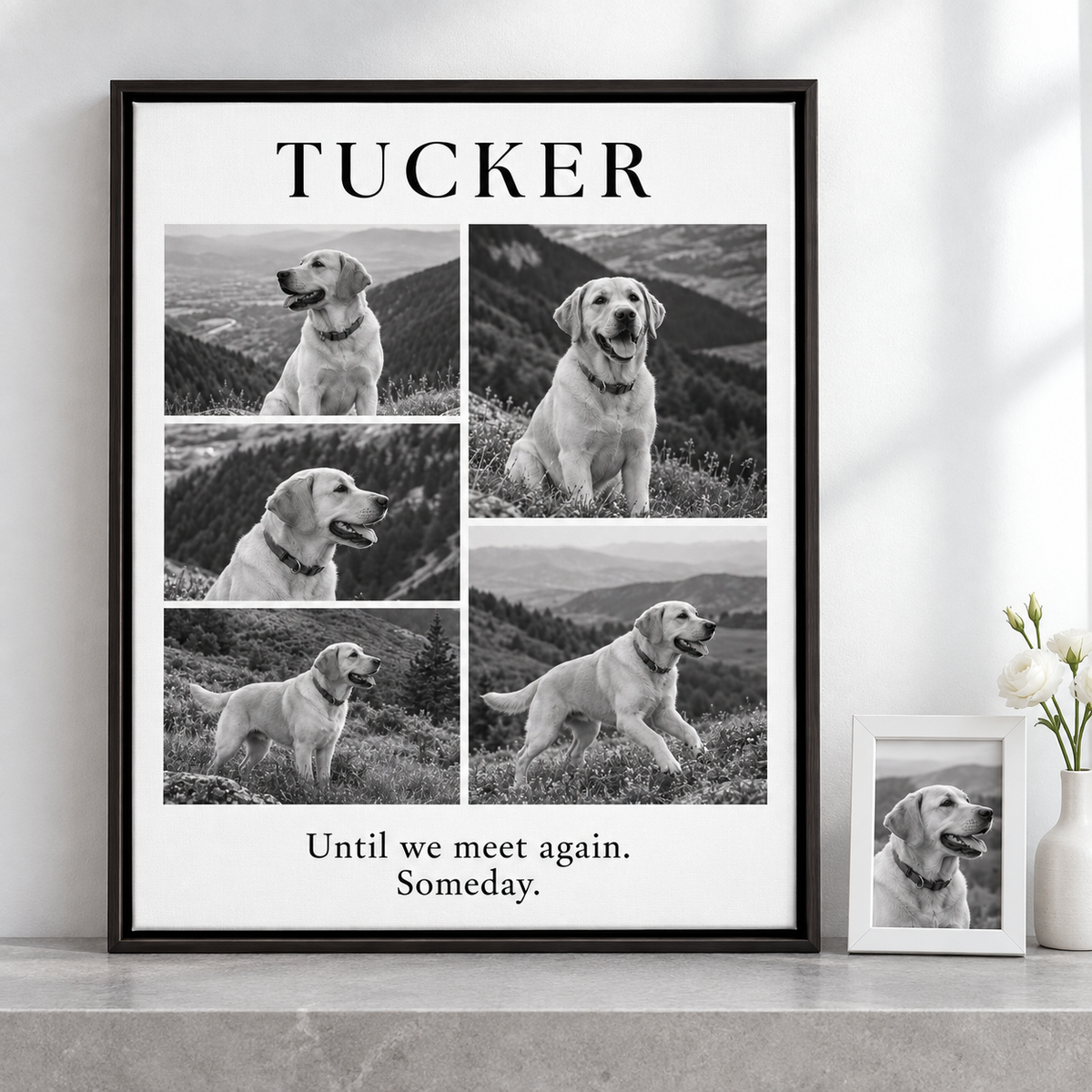 Custom Pet Memorial Monochrome Photo Collage Canvas Wall Art - personalized canvas preview