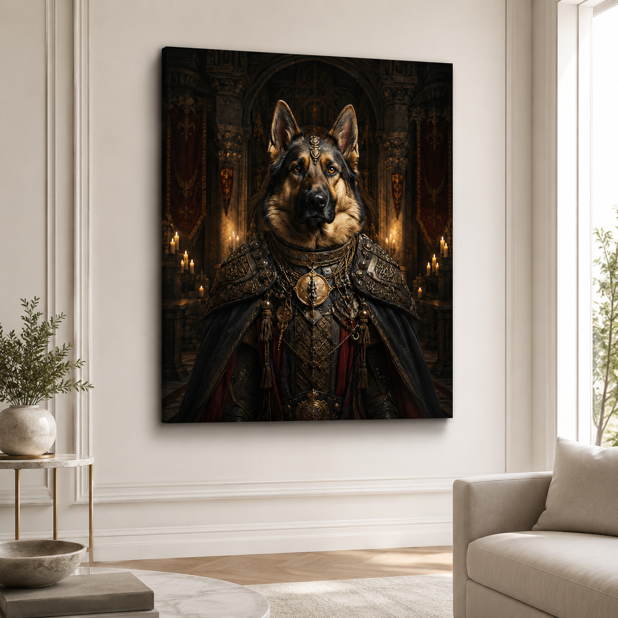 Custom Medieval Royal Pet Portrait Canvas