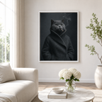 Custom Moody Gray Cat Portrait Canvas Wall Art