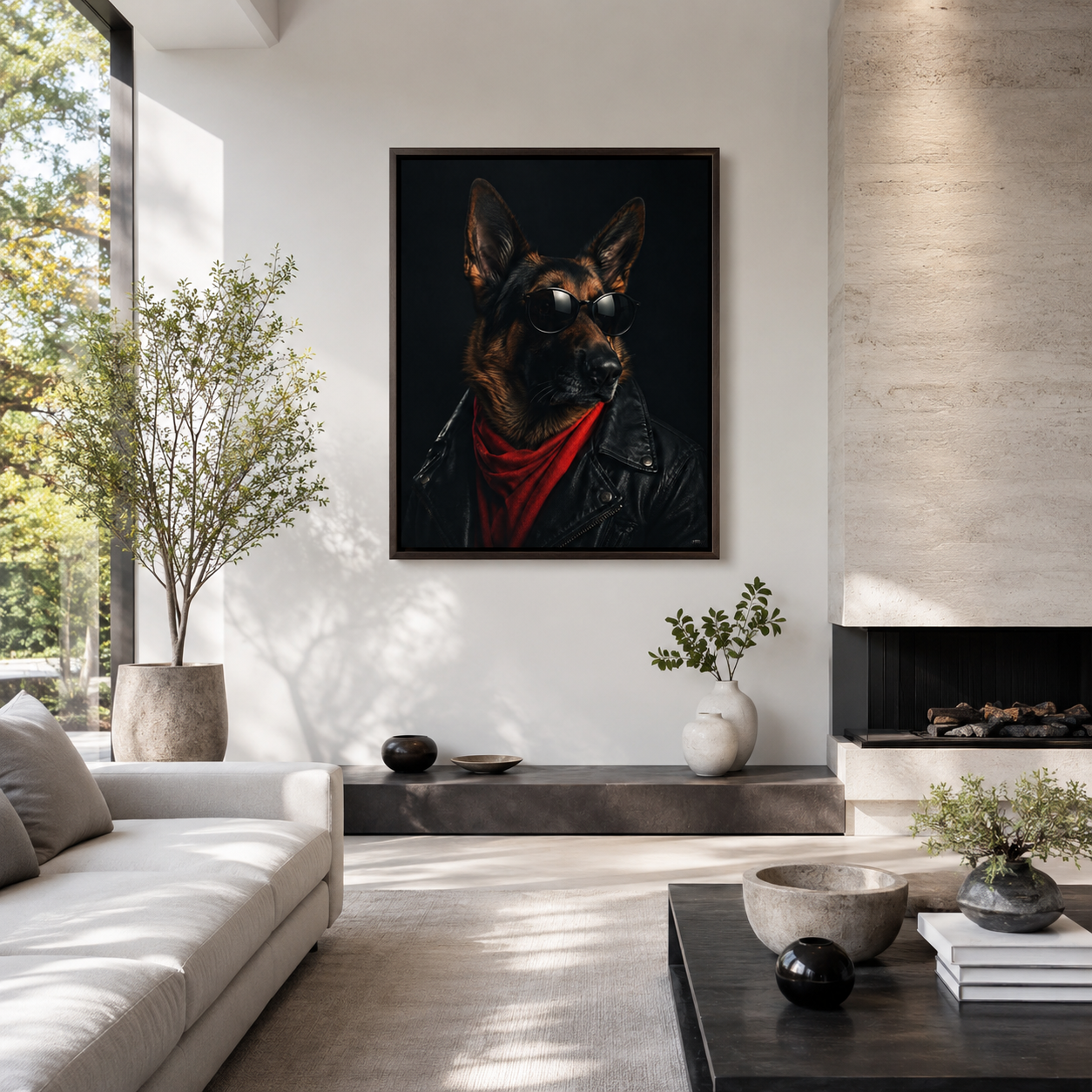 Custom Cool Dog Portrait Canvas Wall Art