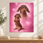 Custom Pet Portrait Pink Hearts Canvas Wall Art - personalized canvas detail 10