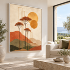 Boho Terracotta Tree Landscape Canvas Wall Art - canvas detail view 9