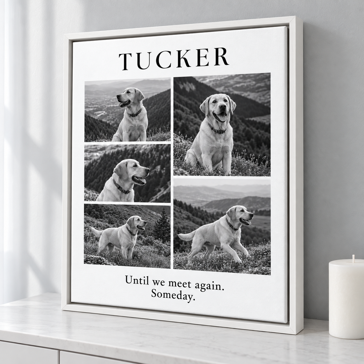Custom Pet Memorial Monochrome Photo Collage Canvas Wall Art - personalized canvas detail 7