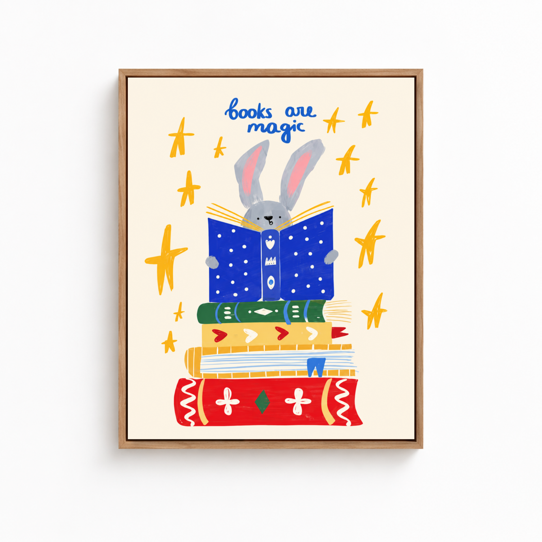 Books Are Magic Bunny Canvas Wall Art Aura Canvas