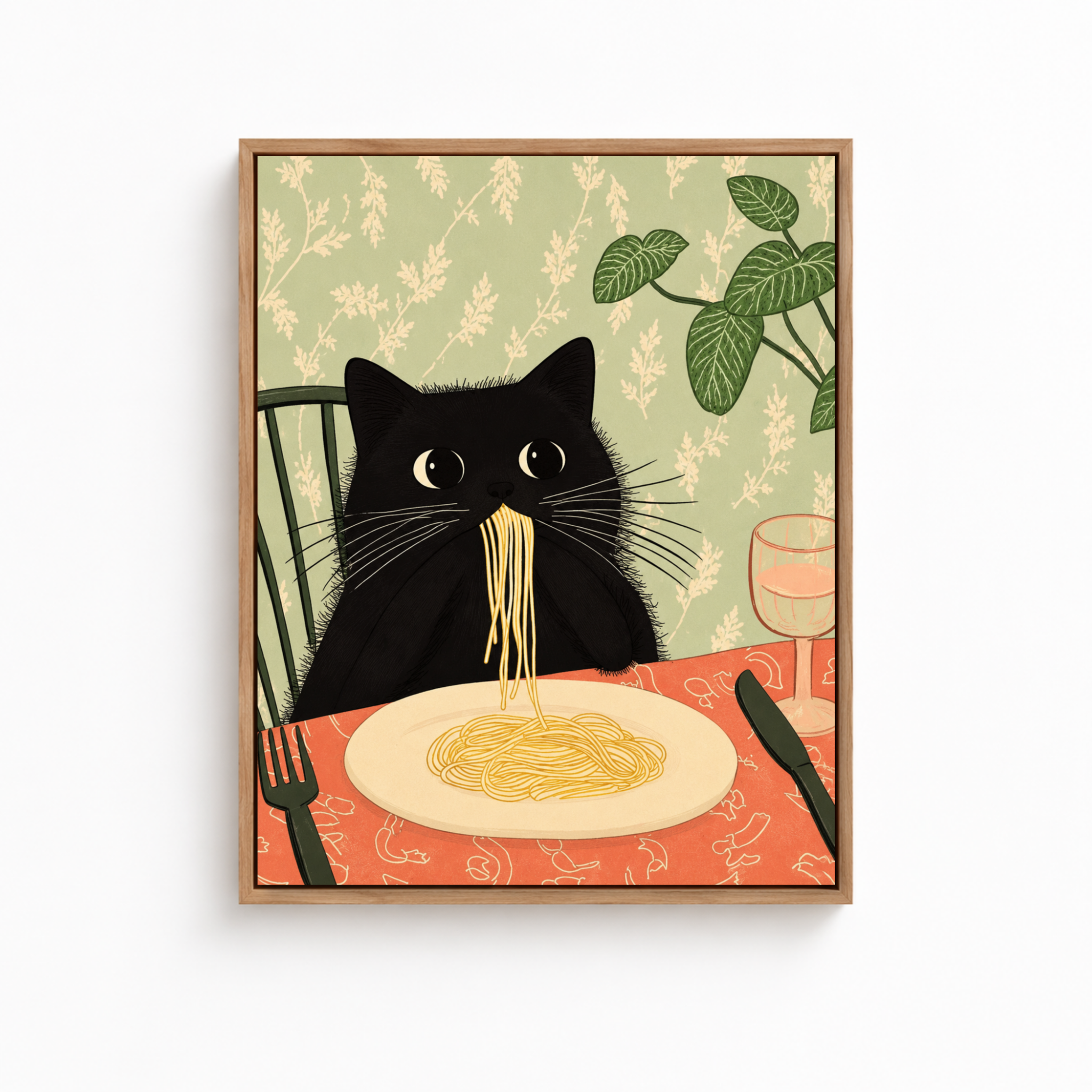 Spaghetti Cat Canvas Wall Art Aura Canvas