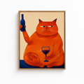 Orange Cat Wine Canvas Wall Art Aura Canvas
