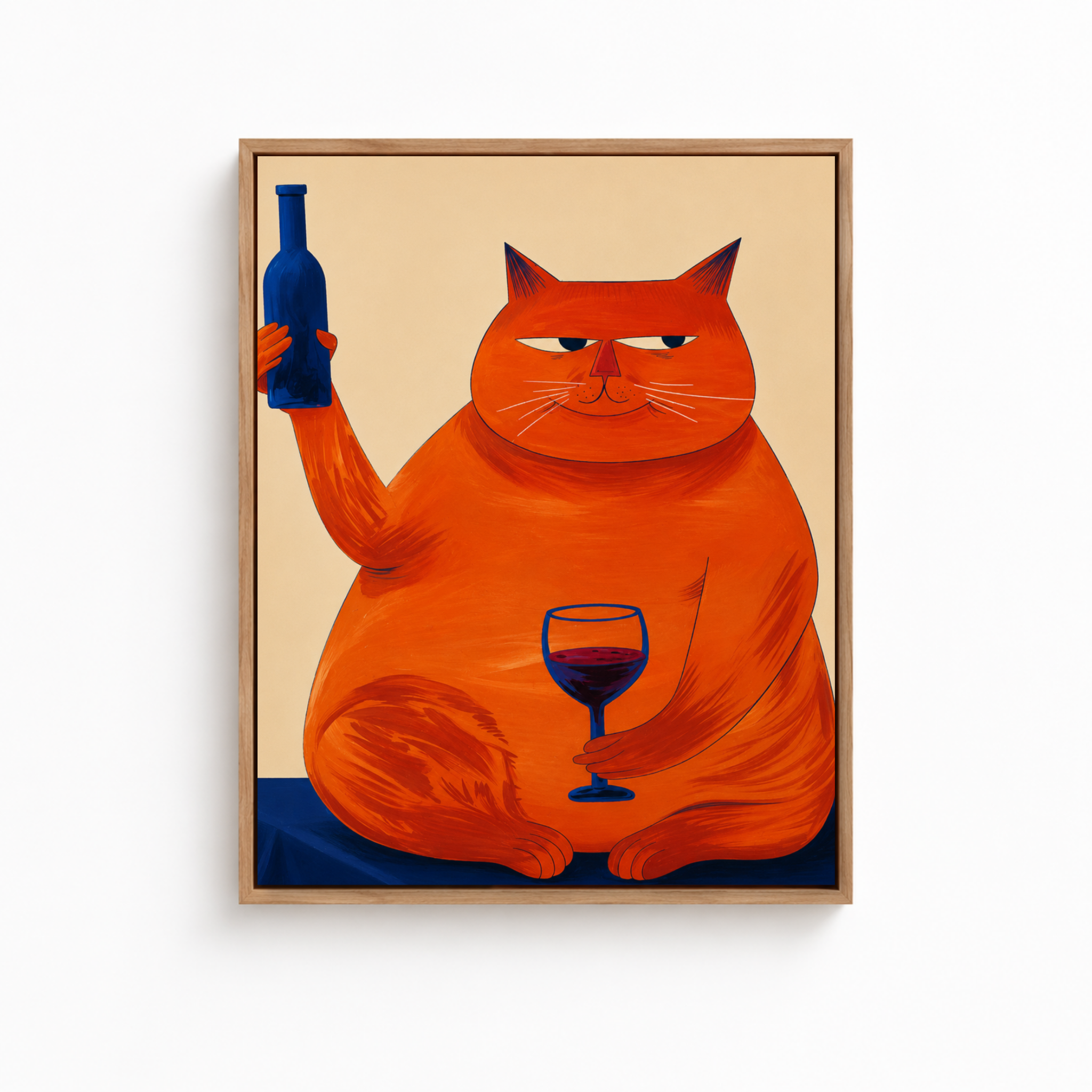 Orange Cat Wine Canvas Wall Art Aura Canvas
