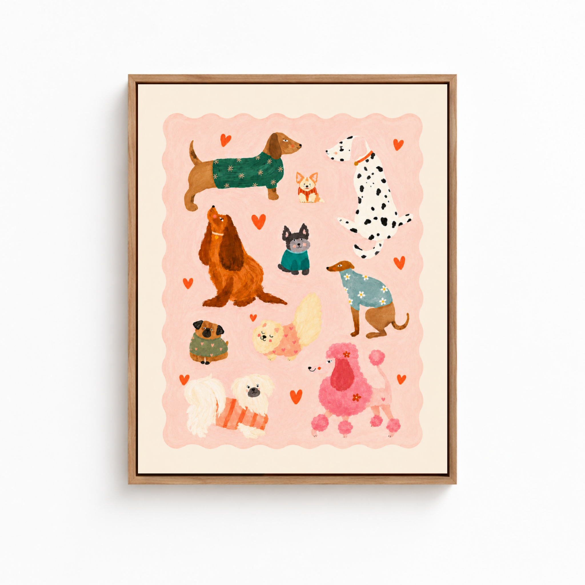 Cute Dog Pattern Canvas Wall Art Aura Canvas