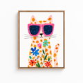 Flower Cat Canvas Wall Art Aura Canvas