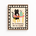 Black Cat Croissant Café Canvas Wall Art Aura Canvas