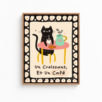 Black Cat Croissant Café Canvas Wall Art Aura Canvas