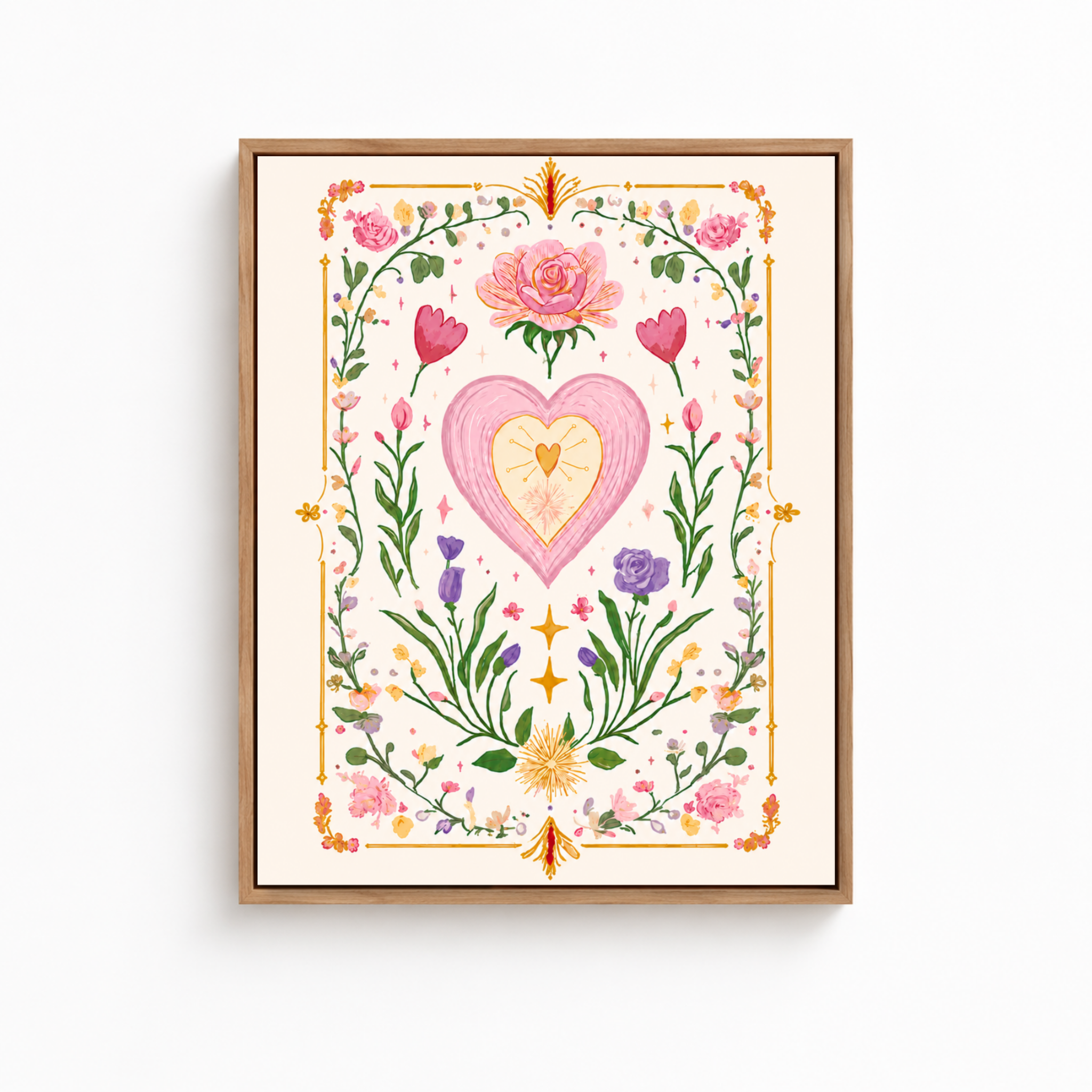 Floral Heart Canvas Wall Art Aura Canvas