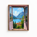 Italian Lake Window Canvas Wall Art Aura Canvas