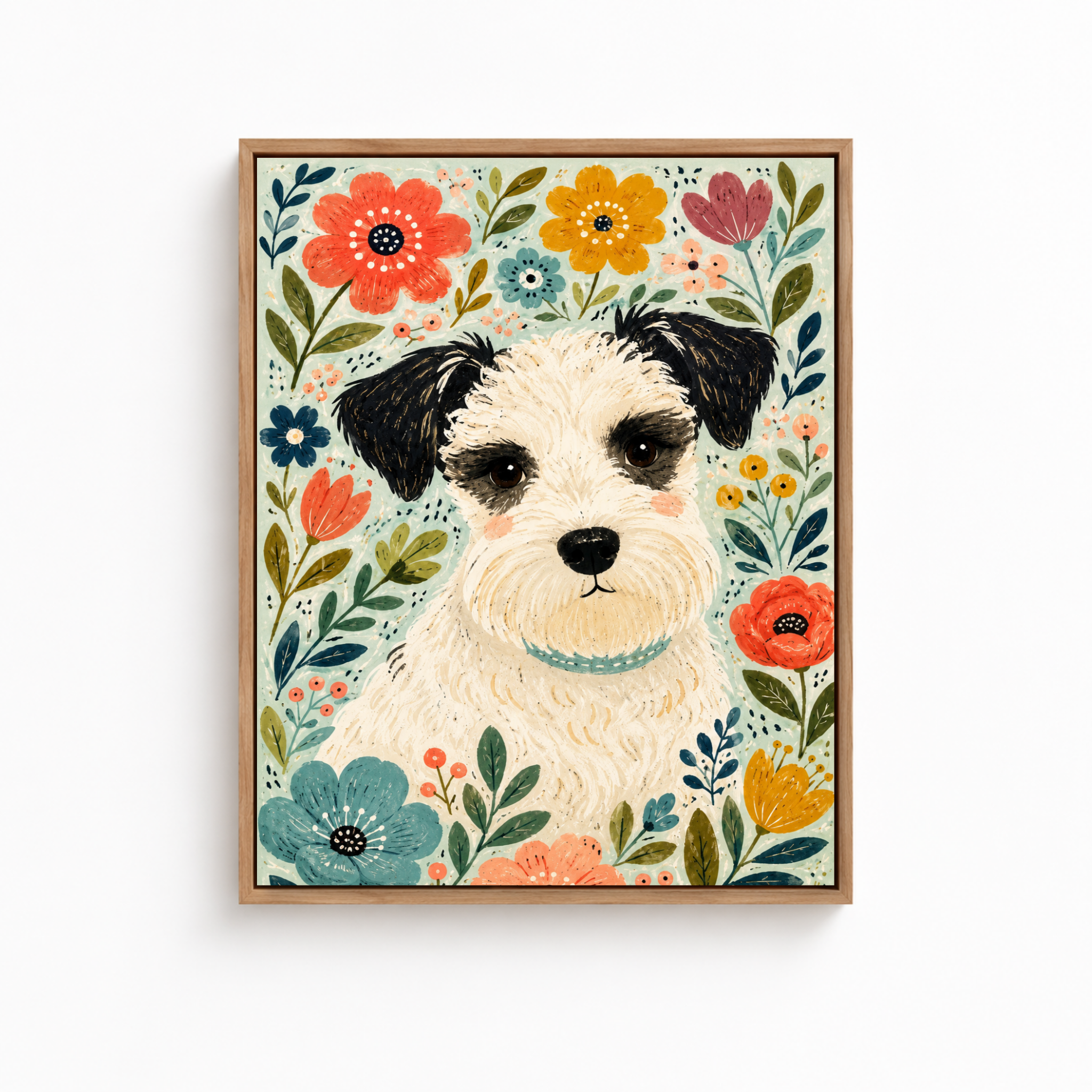 Custom Pet Portrait Floral Canvas Wall Art Aura Canvas