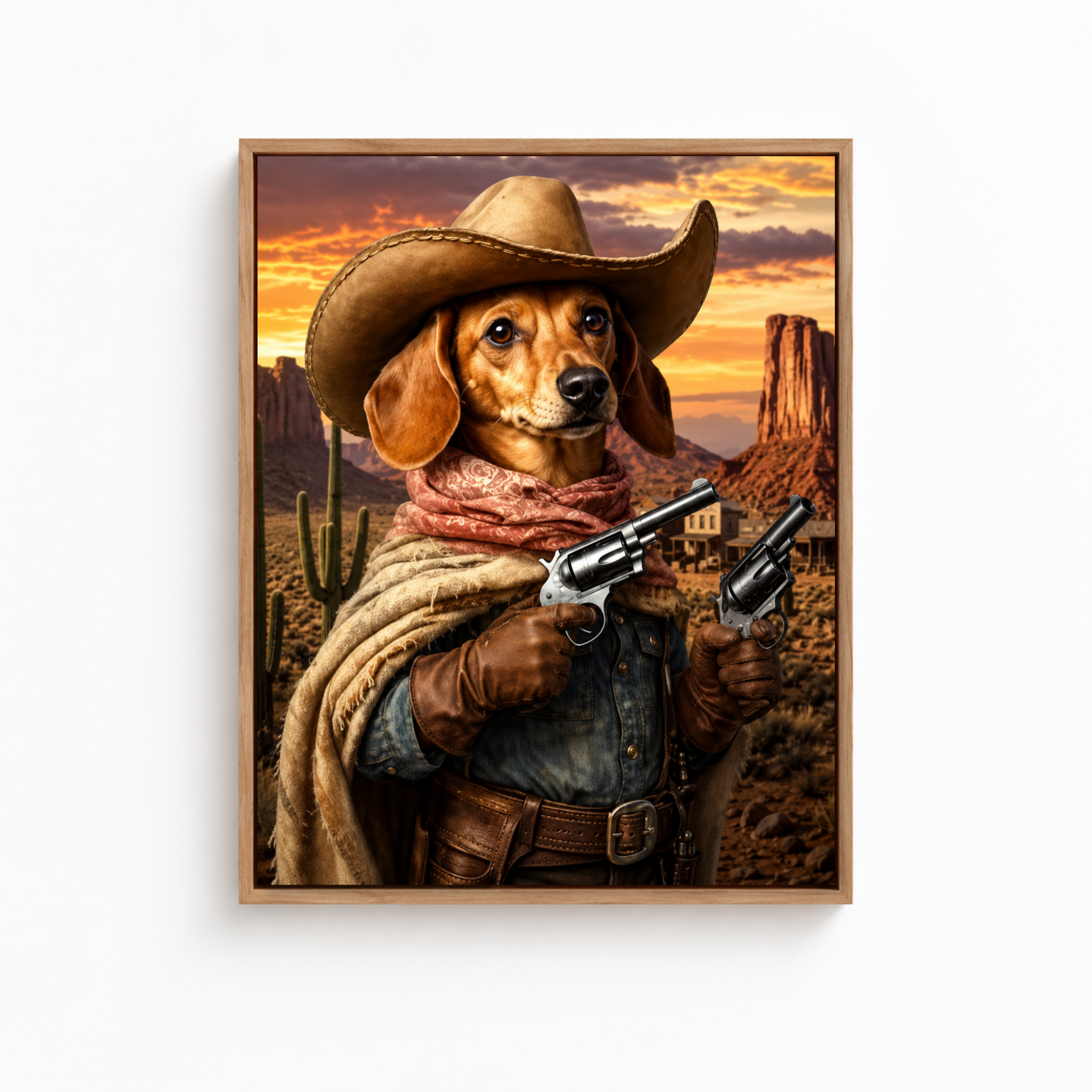 Custom Cowboy Pet Portrait Canvas Aura Canvas