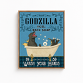 Funny Kaiju Bath Soap Canvas Wall Art Aura Canvas