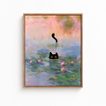 Black Cat Water Lily Canvas Wall Art Aura Canvas