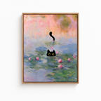 Black Cat Water Lily Canvas Wall Art Aura Canvas