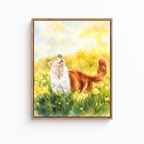 Watercolor Meadow Cat Canvas Wall Art Aura Canvas