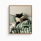 Reading Cat Canvas Wall Art Aura Canvas