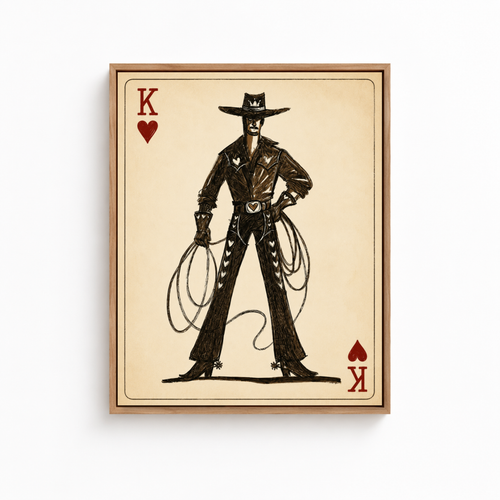 Cowboy King Playing Card Canvas Aura Canvas