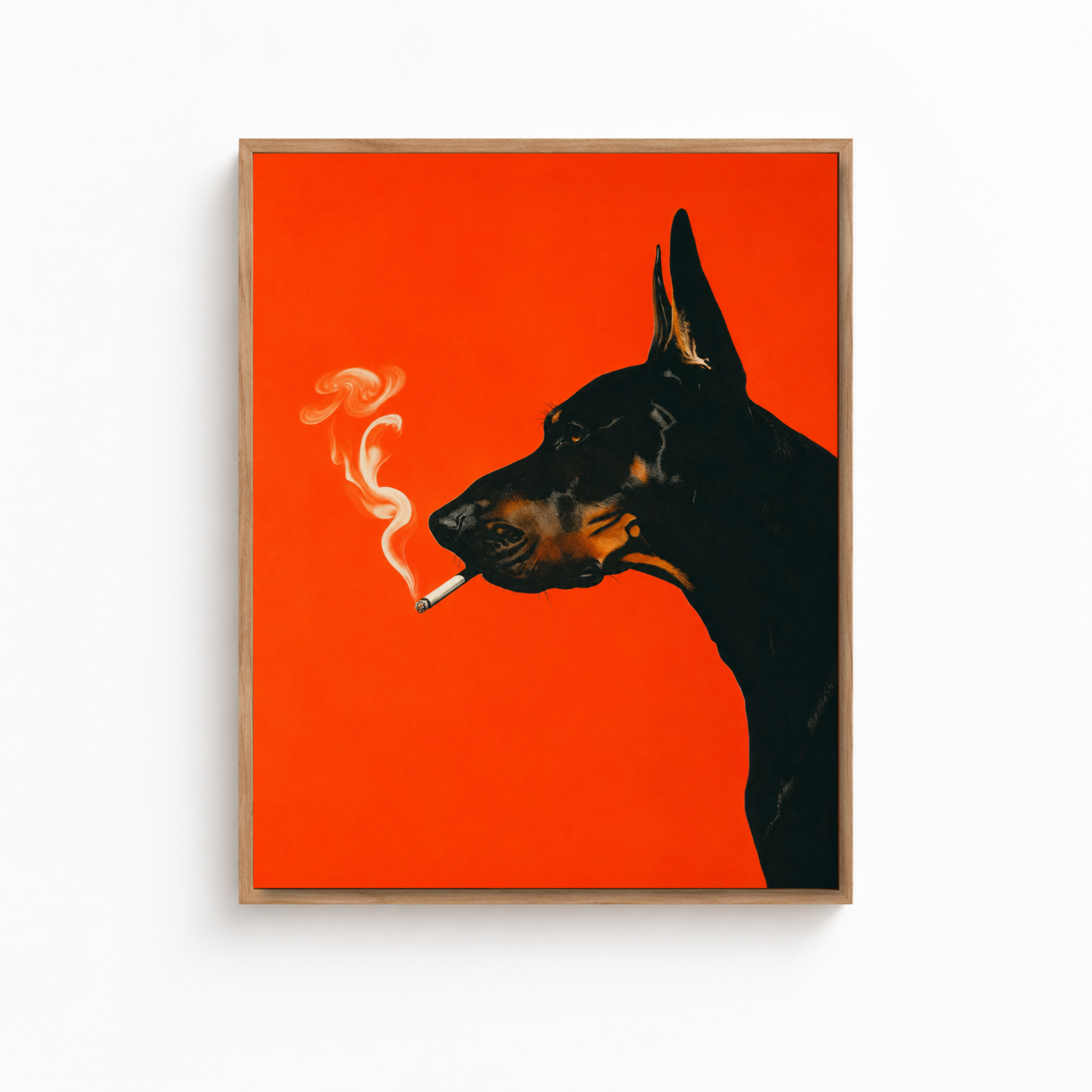 Smoking Doberman Canvas Wall Art Aura Canvas