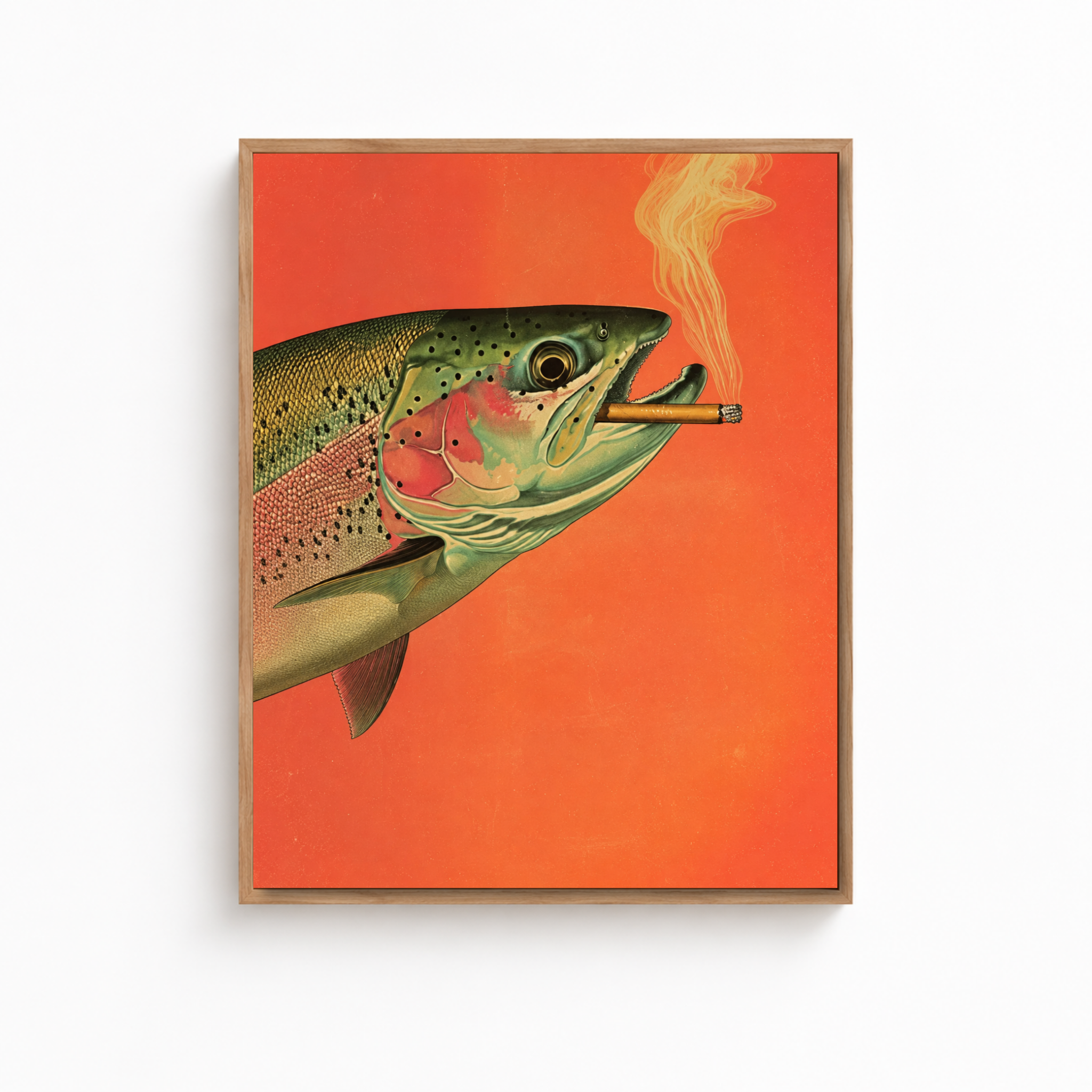 Smoking Trout Canvas Wall Art Aura Canvas
