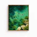 Turquoise Ocean Swimmers Canvas Wall Art Aura Canvas