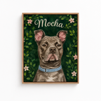Custom Botanical Pet Portrait Canvas Aura Canvas